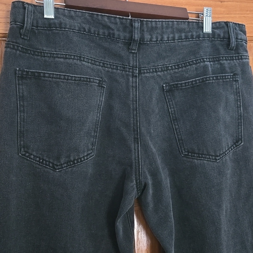 EDIKTED Low Rise Wide Leg Jeans Washed Charcoal Black Denim Size XL - Picture 4 of 11